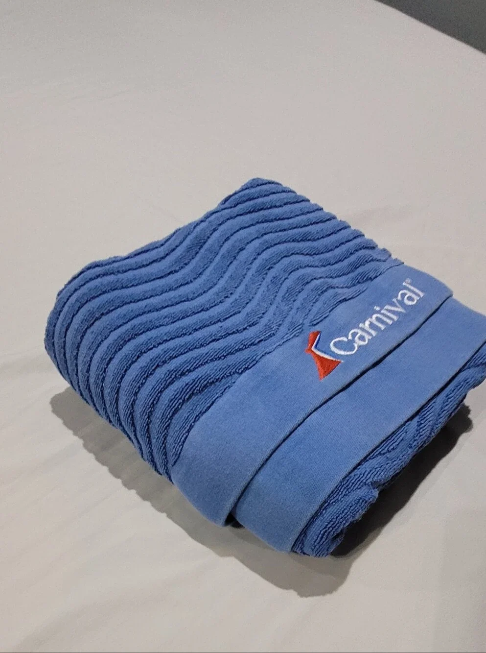 Blue Swim Beach Towel Embroidered Carnival Logo